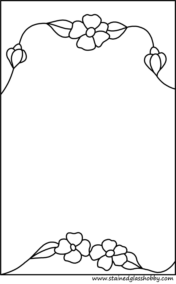 Flowers stained glass rectangular pattern