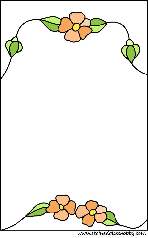 Flowers stained glass rectangular design