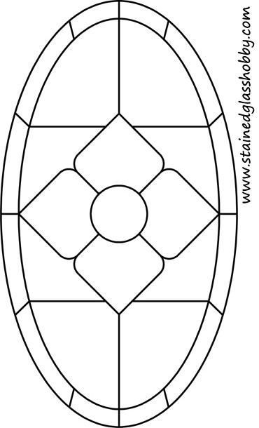 Diamond stained glass oval outline