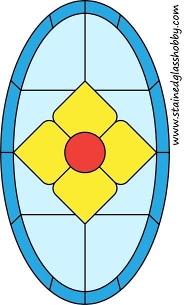 Diamond stained glass oval design