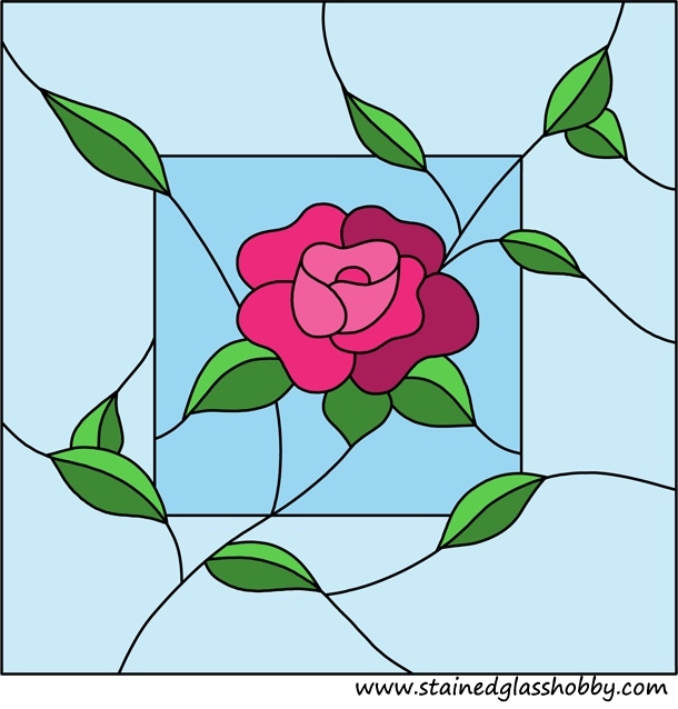 Flower panel stained glass design