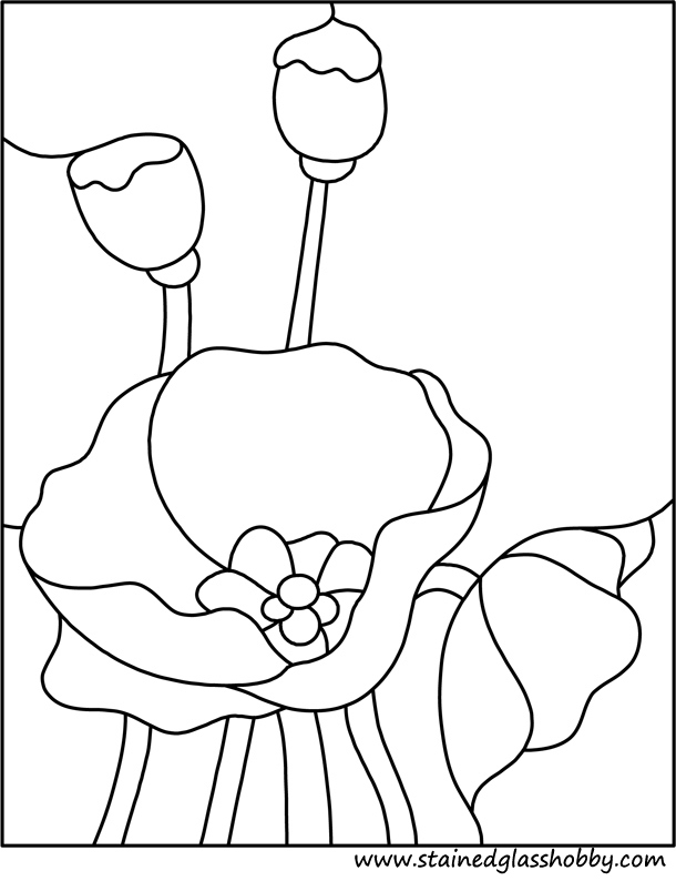 Flower poppy stained glass pattern