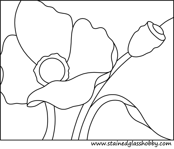 Flower poppy stained glass pattern