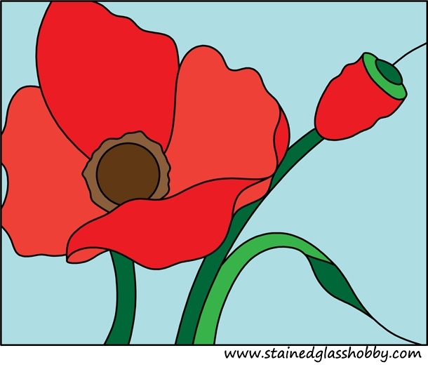 Flower poppy stained glass design
