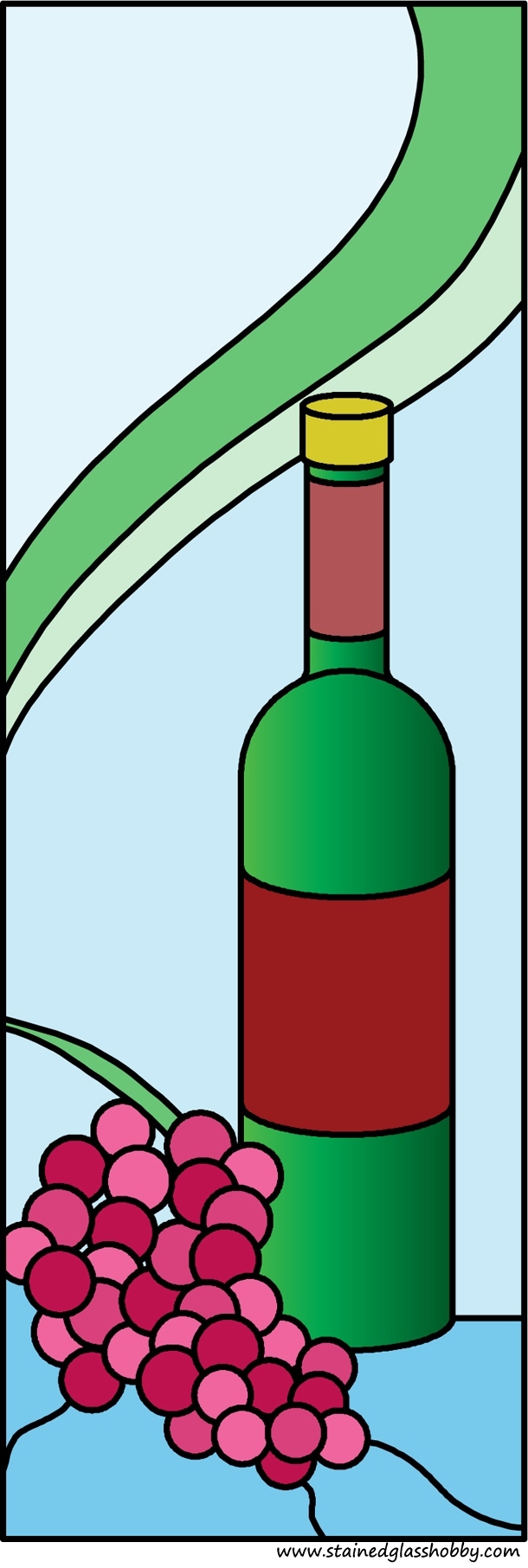 Grapes and wine stained glass design