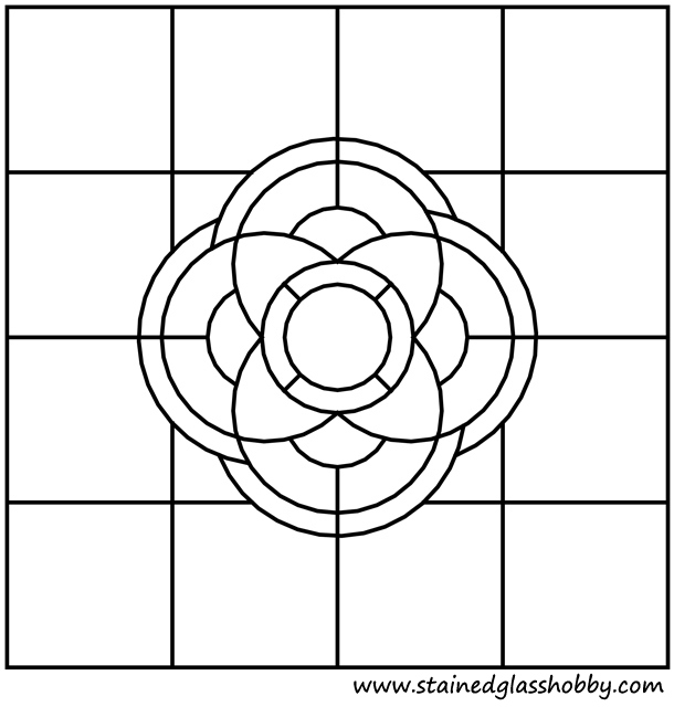 Square stained glass floral pattern outline