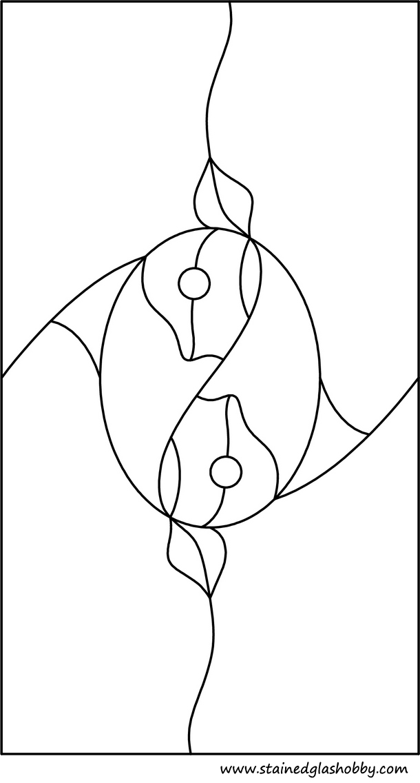 Stained glass rectangular shape with oval outline