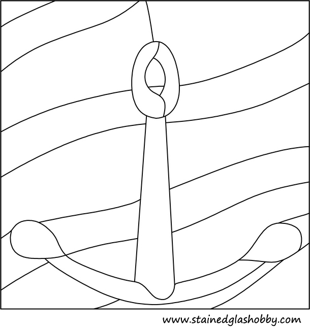 Anchor in water outline stained glass