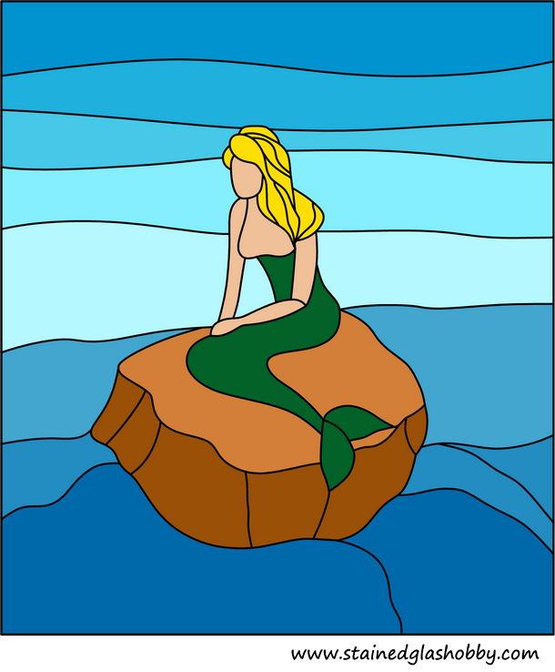Sea and mermaid stained glass