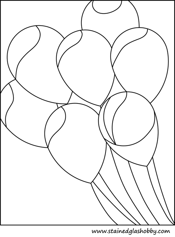 Stained glass colourfull balloons outline