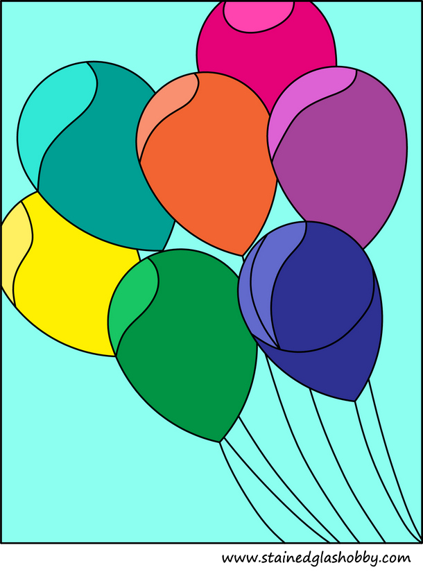 Stained glass colourfull balloons pattern