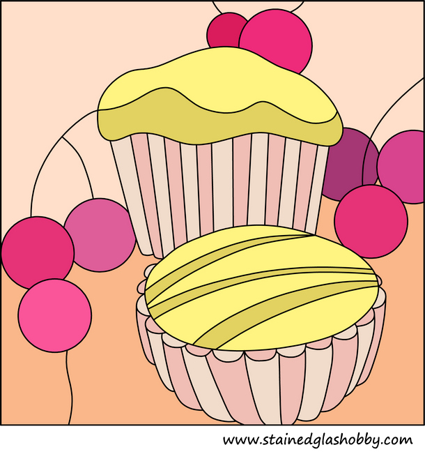 Cupcake and muffin stained glass panel