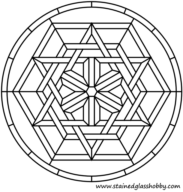Star and hexagons Celtic knot stained glass pattern