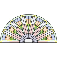 Round door arch panel kaleidoscope stained glass pattern