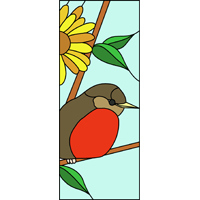 robin and daffodil stained glass design