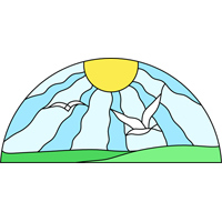 sun birds arc stained glass