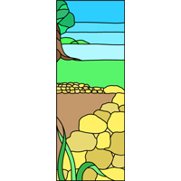 Country side stained glass panel