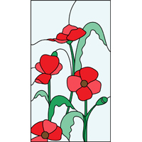Four Flowers design stained glass