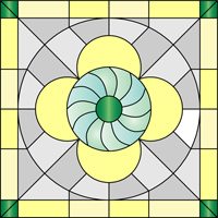 Circle in square stained glass 1