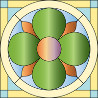 Circle in square stained glass 2