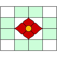 Flower horizontal stained glass panel pattern