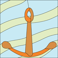 Anchor in water stained glass pattern