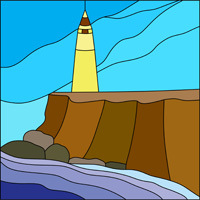 Lighthouse and sea stained glass pattern