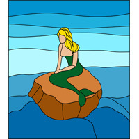 Mermaid near sea stained glass design