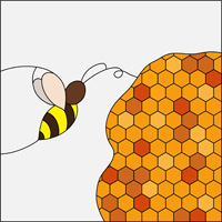 Honey bee stained glass squarish pattern