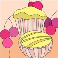Muffin and cupcake stained glass design