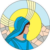 Holy Mary stained glass round pattern