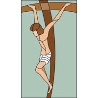 Christ on cross stained glass design