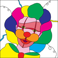 colourful clown stained glass design