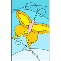 Yellow butterfly stained glass pattern