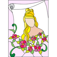 Woman with flowers stained glass pattern