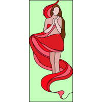 Lady in red sash stained glass