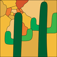 Cactus in desert stained glass design