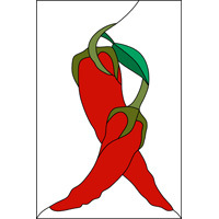 Red chilli peppers stained glass design