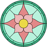 Flower round panel stained glass design