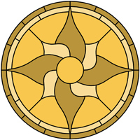 Floral round panel stained glass pattern