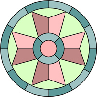 Cross round panel stain glass design