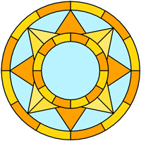 Sun round panel stained glass design