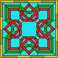 Celtic square design stained glass panel