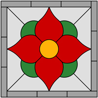 Flower square panel stained glass design